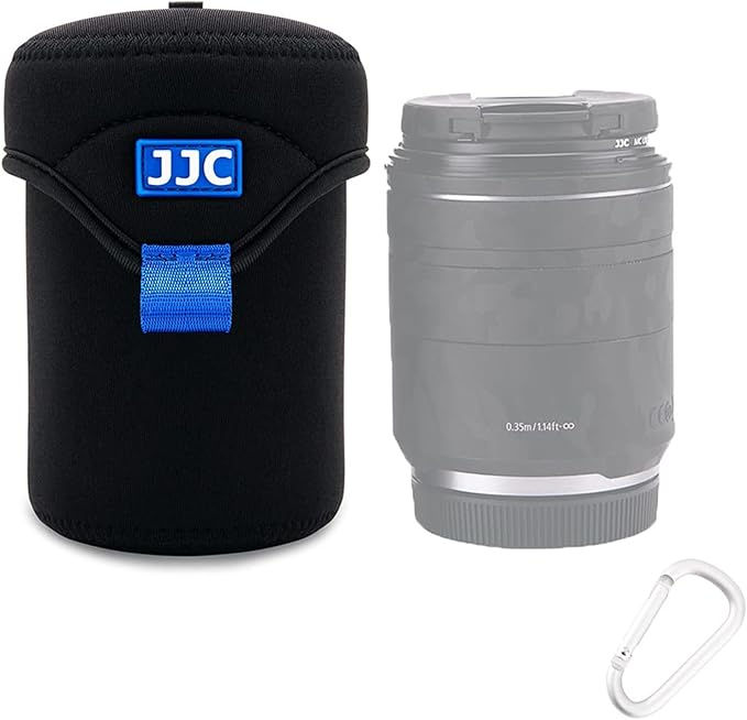 JJC Water Resistant Neoprene Camera Lens Pouch Case, Fold-Over Lens Bag for Mirrorless Lenses Up to 3.1 x 4.6 (D X H) for Canon RF 85mm f/2, Nikon Nikkor Z 85mm f/1.8, Sigma 16mm f/1.4 etc.