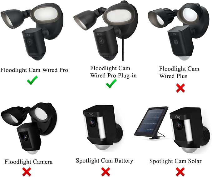 Silicone Skin Case Compatible with Ring Floodlight Cam Wired Pro - Sun Glare, UV & Weather Protection Skins Cover (Black, 2 Pack)
