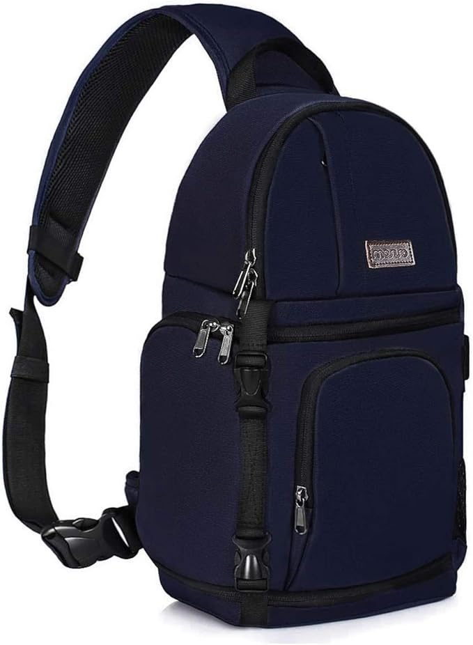 MOSISO Camera Sling Bag, DSLR/SLR/Mirrorless Camera Backpack Case Shockproof Photography Backpack with Tripod Holder & Removable Modular Inserts Compatible with Canon/Nikon/Sony/Fuji, Navy Blue