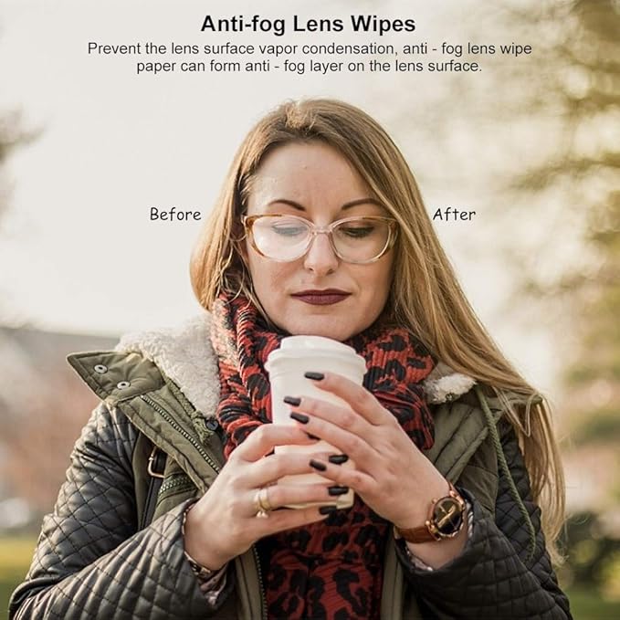 ALIBEISS Anti-Fog Lens Wipes Pre-Moistened Anti-Fog Wipes,6inch X 5inch,for Eye Glasses (100Pack)