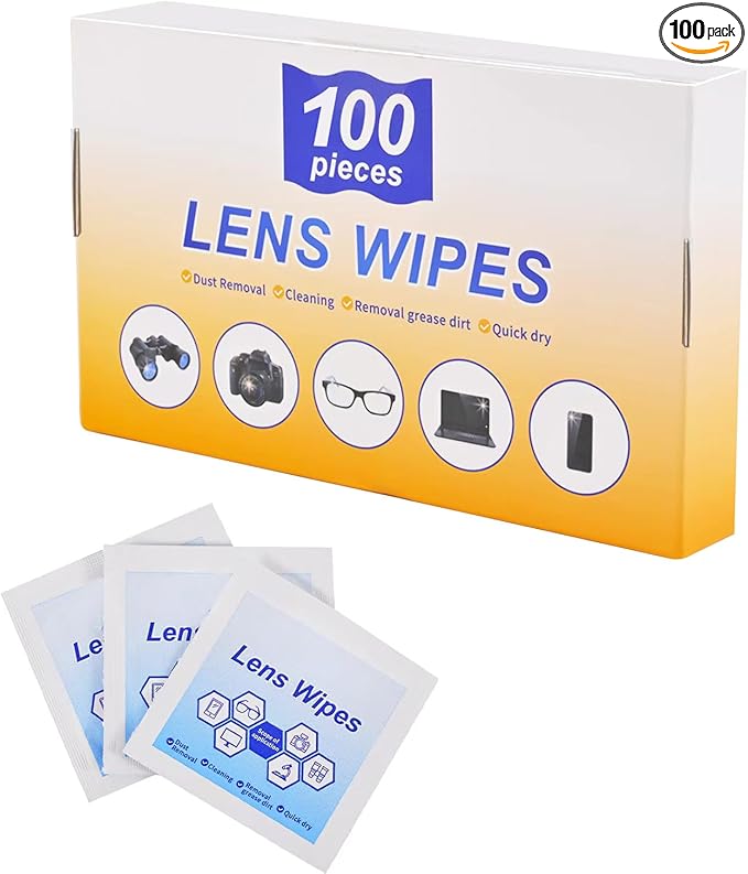 Lens Wipes for Eyeglasses,Eyeglass erasers are Packed Separately，Glasses Cleaner for Cleaning Glasses, Camera Lenses, Sunglasses, Mobile Phone Screens, Goggles, etc. (100 Pieces)