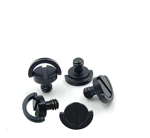 304 Stainless Steel D Shaft D-Ring 1/4" Mounting Screw 0.39"/10mm Shaft for Camera Tripod Monopod or Quick Release (QR) Plate -5 Pack(Black)