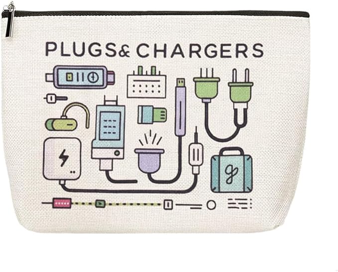 Charger Cosmetic Makeup Bags Travel Toiletry Bag Charging Cable Organiser Bag Chargers Makeup Pouch for Purse Charger Cables Storage Bags Travel Accessories for Women Birthday Christmas Gifts