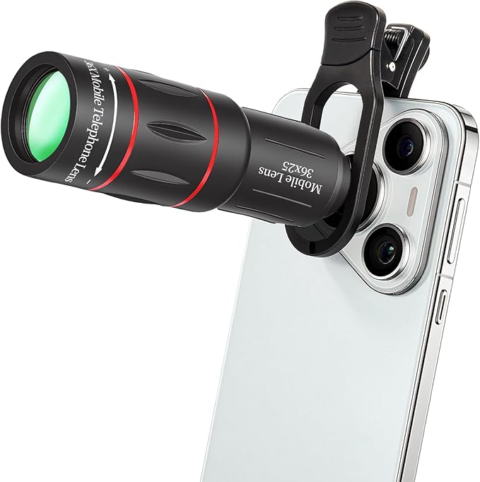 36X Telephoto Phone Lens for iPhones, Android Phones, Lenovo Mobiles, Google Mobiles, Including an Apple 16 Mobile Phone-Specific Phone Case, Manual Precise Focusing, Super Clear Vision