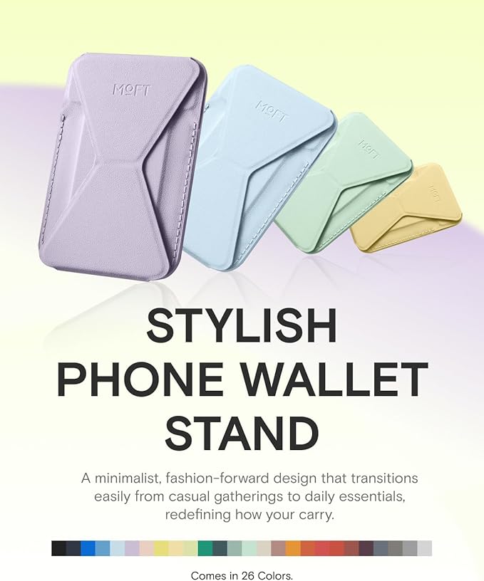 MOFT Magnetic Wallet Stand Compatible with iPhone 17/16/15/14/13/12 Series, Angle Adjustment & Magsafe Compatible MOVAS Phone Stand,Peony