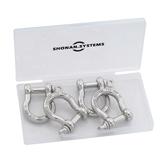 SHONAN 5/16" Bow Shackles, Heavy Duty D Ring Shackle Marine Grade, 4 Pcs Stainless Steel Boat Anchor Kit Screw Shackles for Chain or Strap, 880 Lbs Capacity