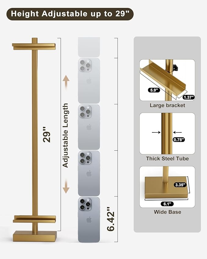Adjustable Tabletop Easel Stand, Picture Easels for Display Up to 29" H, Metal Picture Frame Holder Stand Table for Art, Photo (Gold)
