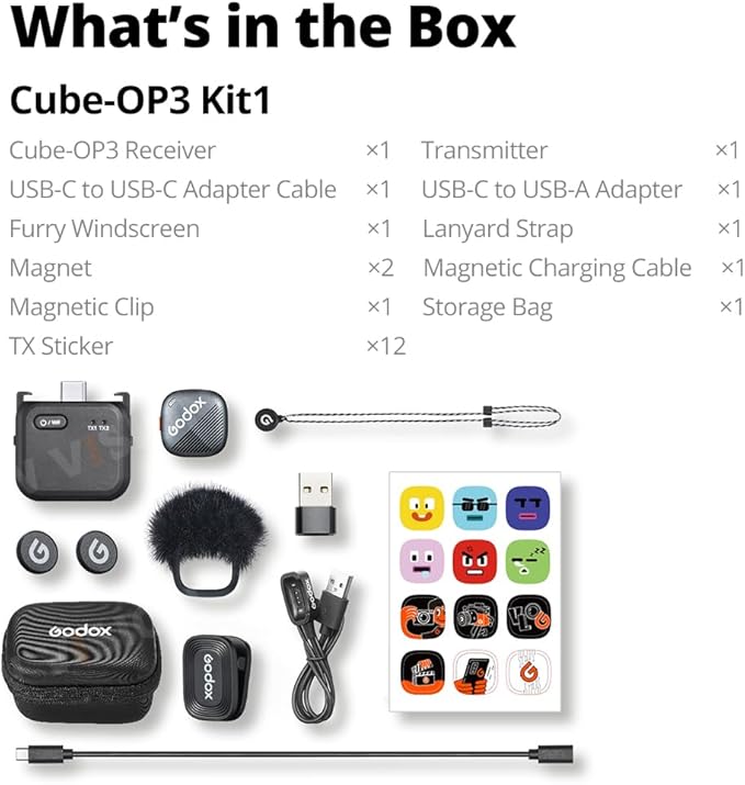 GODOX Cube-OP3 Wireless Lavalier Microphone for DJI Osmo Pocket 3,Noise Cancellation, 10H Battery Life,Mini Wireless Mic for Camera/iPhone/Android, Vlog,Live Streaming (OP3)