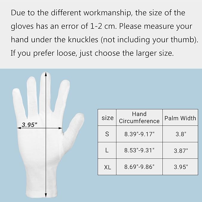 ENPOINT 5 Pairs Archival Photo Gloves, White X-Large Work Gloves For Handling Art Working Photography Men & Womens Cloth Gloves Liners Bulk for Handling Jewelry, Film, Photo, Coin Metal Inspection
