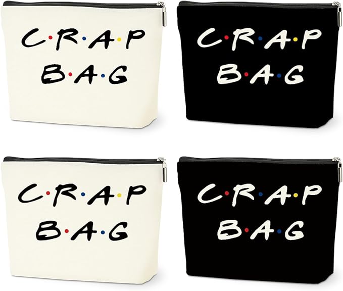 4 PCS Funny Gifts for Women Makeup Bag, Best Friend Birthday Gifts for Women, Funny Cosmetic Bags, Sister Christmas Graduation Friendship Gift for Daughter From Mom, Black White Travel Organizer