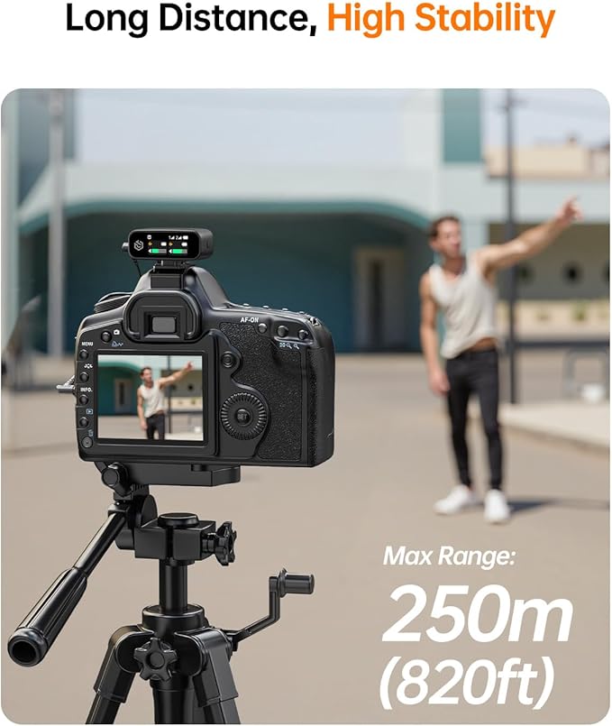 PQRQP S20 Mic (2 TX + 1 RX + Charging Case), Mini Microphone for iPhone/Android/Camera, 48kHz/24-bit High Audio, AI Noise Cancelling, 48h Use, 820ft Range, Wireless Microphones for Vlog, Streaming