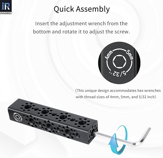 INNOREL CB4 CNC Aluminum Alloy Multi-Function Cheese Handle, Cheese Grip Extension Bar, Featuring 3/8" and 1/4" Arri Locating Holes for Camera Cage Frames, Cheese Plates, Any 3/8" Threaded Point