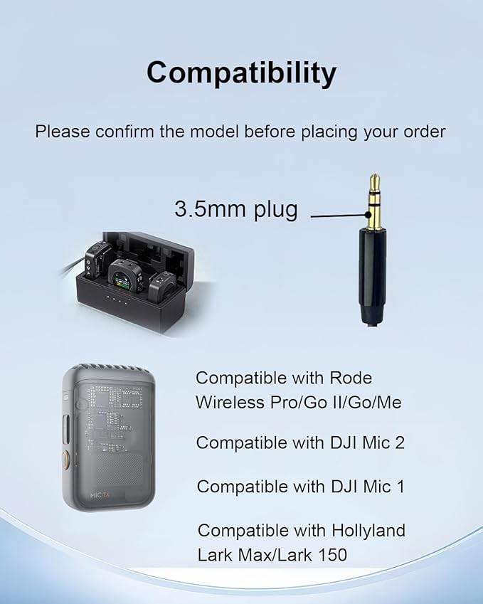 Lavalier Lapel Microphone for DJI MIC 1/2 for Rode GO II Wireless Transmitter, 3.5mm Plug Straight-Headed Omnidirectional Condenser Wired Mics for YouTube Vlog Interview