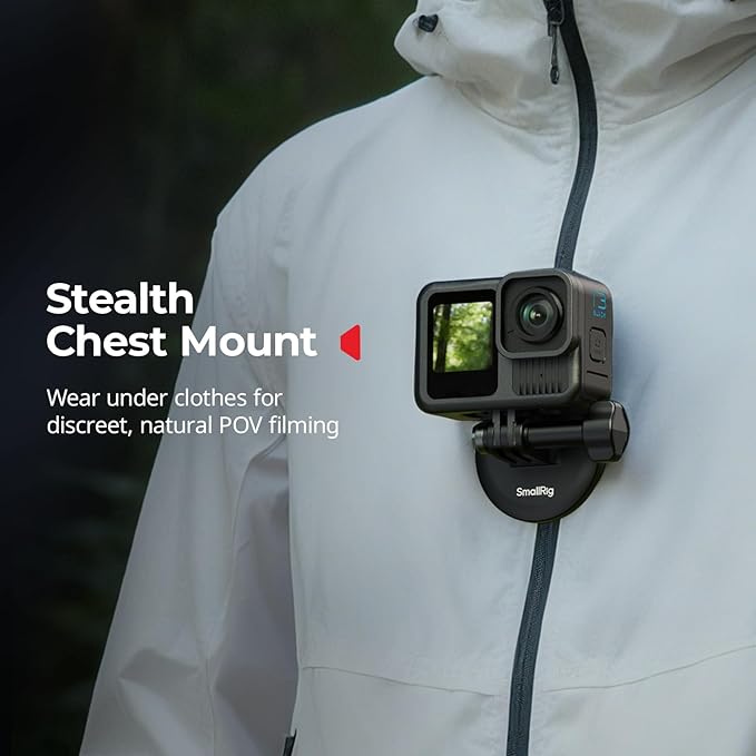 SMALLRIG Magnetic Neck Mount for Action Cameras, Quick Release Chest Mount with Strap, POV Vlogging for GoPro Hero 13/12/11/10/9, for DJI Osmo 360/Nano/Action 6/5 pro/4/3, for Insta360 Ace Pro 2-5360