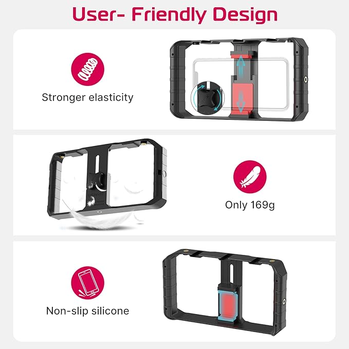 ULANZI U Rig Pro Smartphone Video Rig, Filmmaking Vlogging Case, Phone Video Stabilizer Grip Tripod Mount for Videomaker Film-Maker Video-grapher with Cold Shoe Mount for iPhone Samsung and More