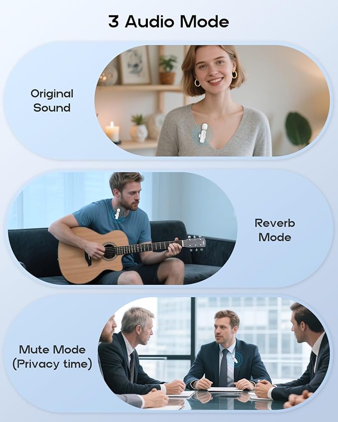 Wireless Mini Microphone for iPhone - 2 Pack Lavalier bluetooth Microphone for Video Recording, 2 In 1 Noise Reduction Lapel Mic for Ipad, Android, Clip-on Mini Mic for Tiktok Youtube Vlog Podcast