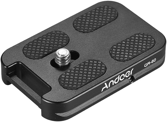 Andoer QR-60 Universal Quick Release Plate Aluminum Alloy 1/4" Screw Mount with Attachment Loop for Arca-Swiss Standard Ball Head Tripod for Canon Nikon Sony DSLR Camera