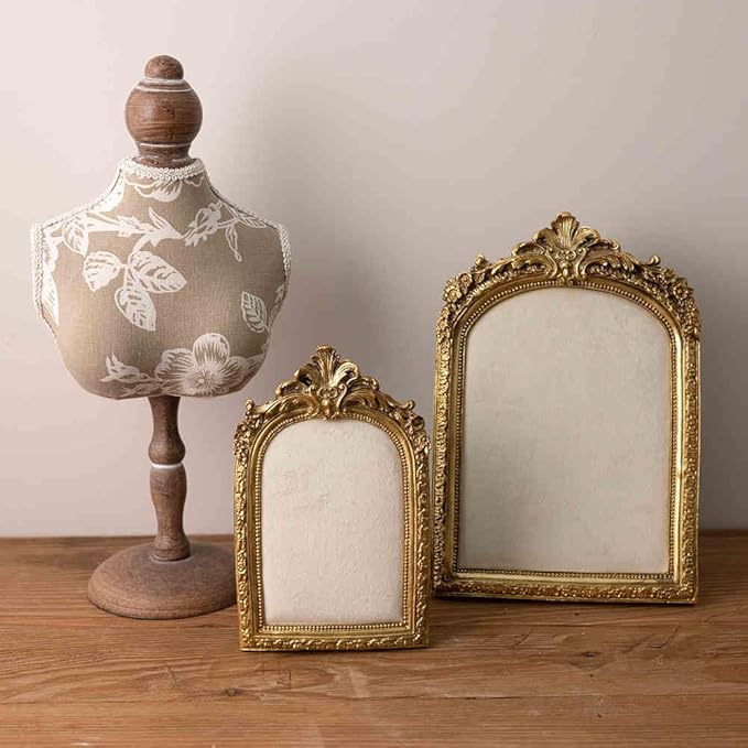 Large Two-Piece Gold Resin Jewelry Display Stand, Vintage Photo Frame Earring Holder, Velvet Necklace Storage Box, Elegant Décor for Jewelry and Collectibles