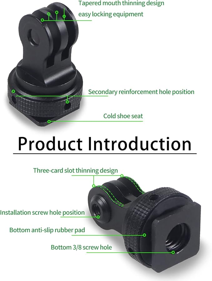 Tripod Screw to DSLR Camera Flash Cold Shoe Mount Adapter Compatible for GoPro 11/10/MAX/9/8/7/6/5/4/3+/3,DJI OSMO Action 2 3