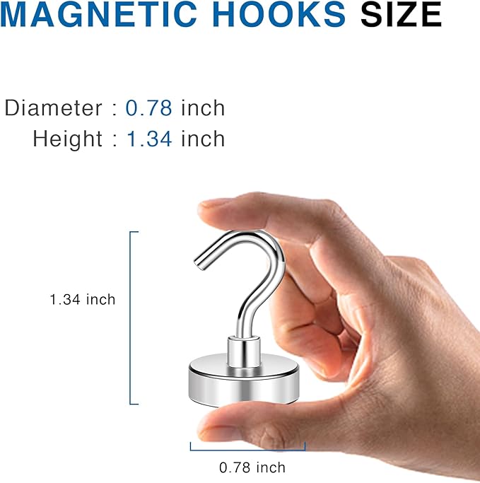 LOVIMAG Strong Magnetic Hooks, 50LBS Neodymium Magnets with Hooks, Cruise Must Haves for Travel, Magnetic Key Holder for Wall,Cruise Ships,Locker,Metal Door,Office,Kitchen,Classroom- 6 Pack