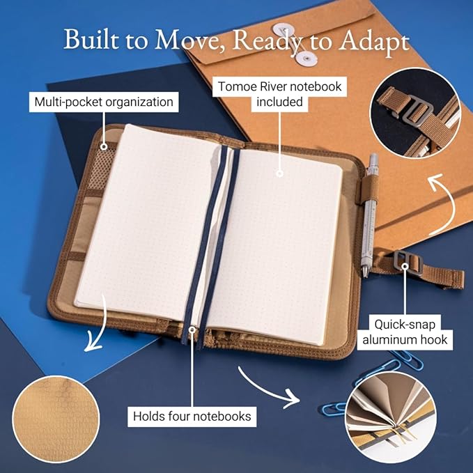 LOCHBY® Voyager Journal | Water Resistant Waxed Canvas | Pen Loop | Included Tomoe River Notebook | Perfect for Travel, Art, Bullet Journal