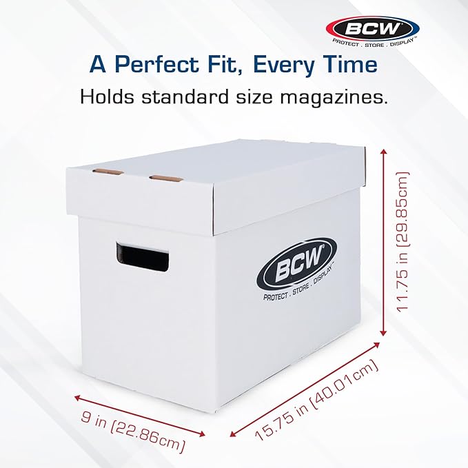 BCW Magazine/Document Storage Box 1-Pack | Durable Cardboard Filing Box