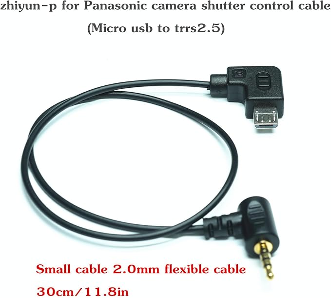 for Panasonic for zhiyun cable gh4 gh5 gh6 gh7 g9 s5 s5ii shutter cable crane2 / Crane-M /CRANE PLUS/crane Stabilizer Camera release cable Take pictures and record videos (micro usb to TRRS2.5 )