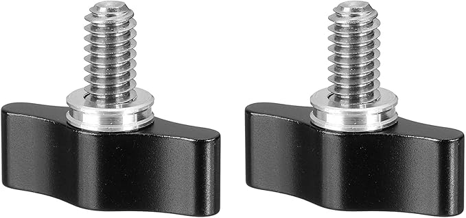 PATIKIL Clamping Screw Knob 1/4" x 0.98", 2Pcs Aluminum Alloy t Shaped Camera Thumb Screws for DSLR Flash Bracket Light Stand Adapter Action Sports Camera Mounting System, Black