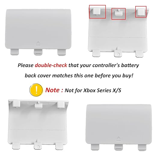 4 Pcs Battery Back Cover for Xbox One/One S/One X Controller[NOT for Xbox Series X/S],Battery Back Shell Covers for Xbox One Controller,Replacement Battery Cover Door Compatible with Xbox One(White)