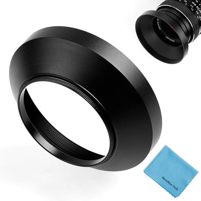 77mm Wide Angle Lens Hood,Universal Metal Lens Hood Sunshade for Canon Nikon Sony Pentax Olympus Fuji Camera +Microfiber Cleaning Cloth
