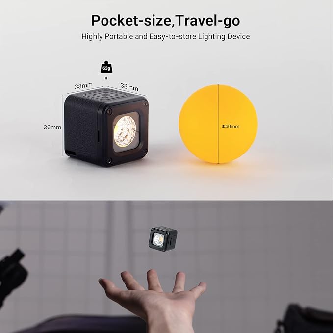 SmallRig RM01 Mini LED Video Light Waterproof Portable Lighting Kit with 8 Color Filters, Dimmable Fill Photography Light 5600K CRI95, Lume Cube Camera Light for GoPro, for DJI Pocket 3, for DJI Nano