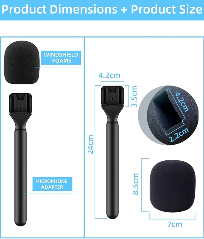 Mic Handle, Microphone Holder for DJI/DJI Mini, Rode Wireless GO, Hollyland Lark/Lavalier, Handheld Adaptor for Wireless Interview Mic, for Vlogging, Interview, Podcast, Reports (1 pack)