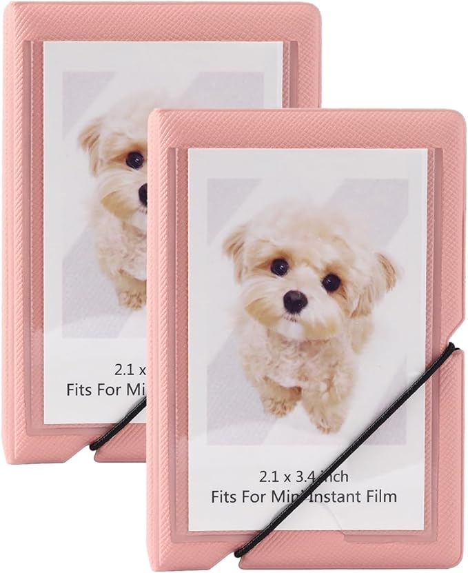 Mini Instant Film Polaroid Photo Album Book For 3 Inch Fujifilm Instax Mini 12 11 9 99 8 7+ 40 EVO Camera Film, HP Sprocket, K-pop Photocards (Peach Pink, 2 Pack)