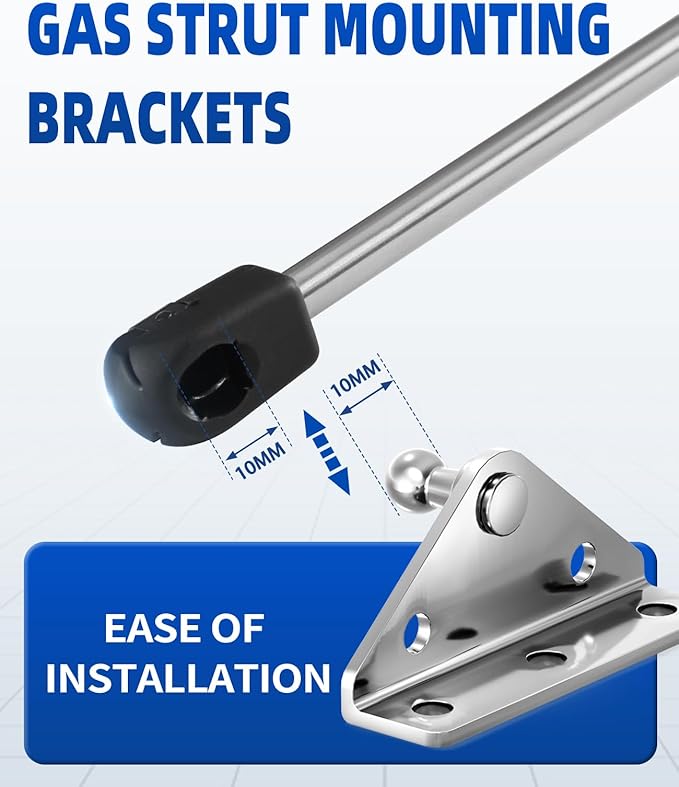 ARANA 10MM Gas Struts Mounting Bracket, 4PCS Ball Stud Mounts Brackets for Universal Lift Supports Shocks Spring with 20 Screws, Silver (Only Fits 10mm Ball Head)