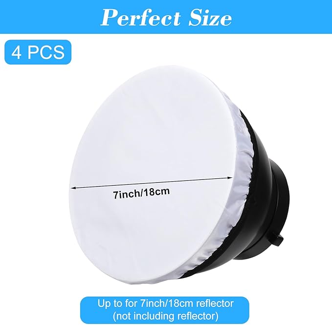 4PCS 7"/18cm Light Diffuser, White Soft Lamp Shade Diffuser Cover Standard Cloth Diffusers Light Sock Great for Studio Strobe Reflectors, Video Shooting