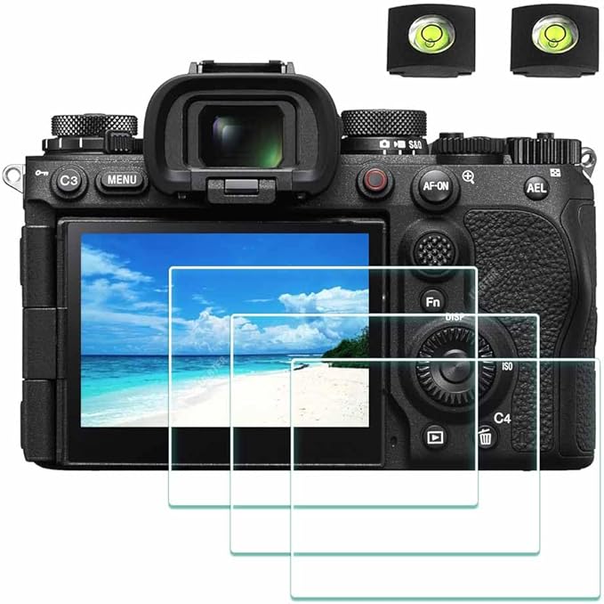 ULBTER [3 Pcs] Screen Protector Appliable for Sony Alpha A1 II / A9 III A1II A9III A9M3 Camera & Hot Shoe Cover 0.3mm 9H Hardness Glass Screen Saver Anti-Scrach Anti-Bubble