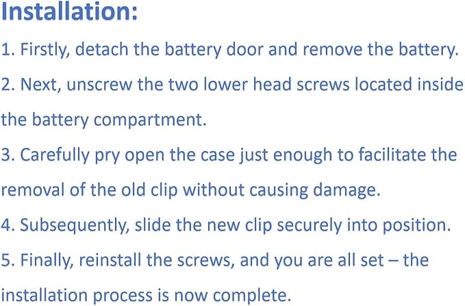 Battery Cover Replacement for Uniden SDS100 Battery Door Clip Lock Latch with Hinge Pins for Uniden SDS100