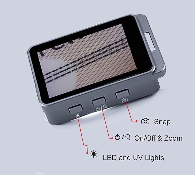 Vividia MM-240 Portable Digital Magnifier, 2.4" LCD Screen, 7x-19x Magnification with LEDs/Blacklight & Rechargeable Battery