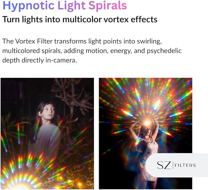 Camera Lens Filter 77mm Vortex Filter Spiral Light Effect for Photography and Video Psychedelic Creative Lens Filter for Portraits Music Videos and Cinematic Shoots