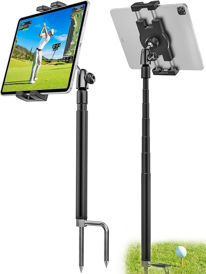 woleyi Tablet Golf Monopod Selfie Stick for iPad Holder, Adjustable Golf Tablet Stand Mount for Training Aid, Record Swing, Alignment Rod for 4-13" iPad Pro Air Mini, iPhone, Galaxy Tabs, Z Fold, Fire