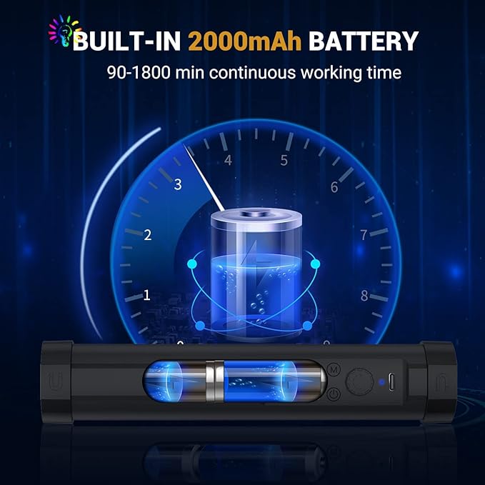 LUXCEO Multicolor RGB LED Video Light Wand - 2000mAh Rechargeable Mini Light Stick for Video Shooting, Professional Tube Lights with Magnetic Base for YouTube, TikTok (Black)