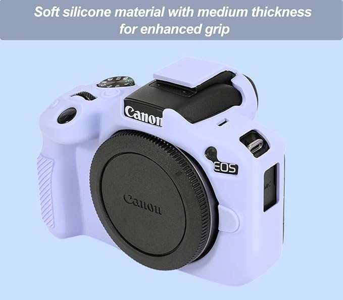Pocoukate Case for Canon EOS R50 Camera, Soft Silicone Protective Cover Skin with EOS R50 Screen Protector Accessories for EOS R50 Mirrorless Camera Silicone Case - Purple