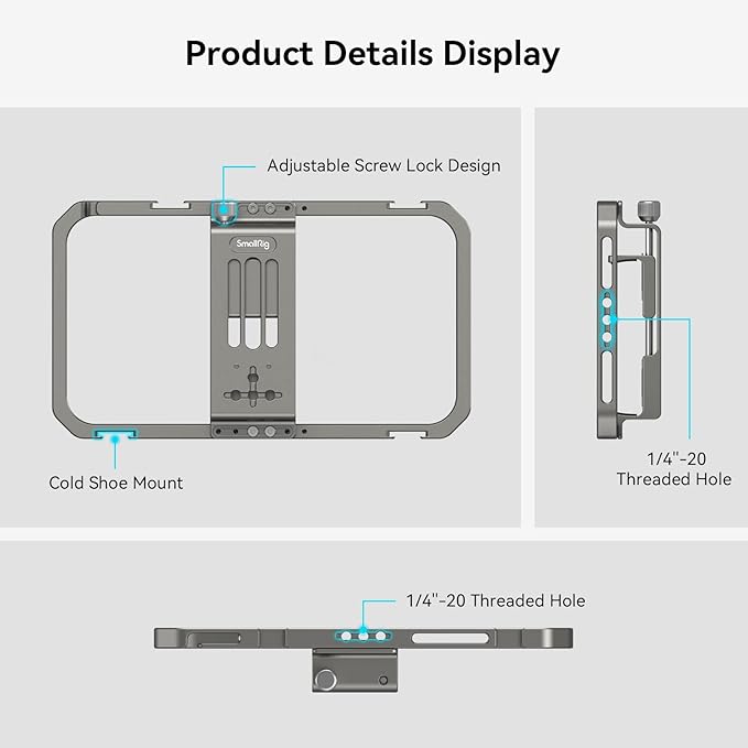Bundle: SmallRig Universal Smartphone Video Rig for iPhone 16 15 14 for Samsung 2791+2-in-1 SSD Mount Bracket 4779