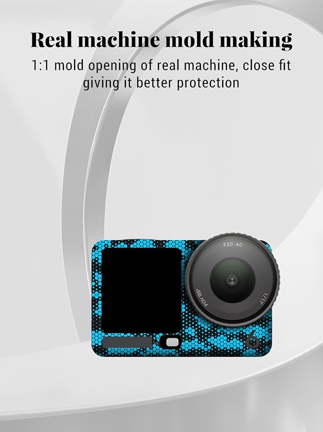 ZBAGUG for DJI Action 6 Skin Full Body Wrap, Anti-Scratch Waterproof Protective Sticker, Full Coverage Action Cam Wrap, for DJI Action 6 Accessories, Black Blue