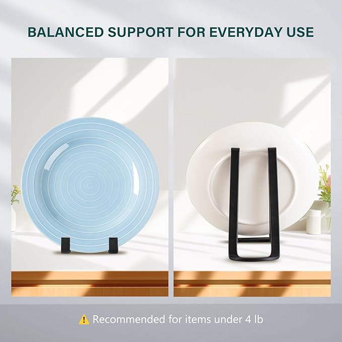 Plate Holder Easel Display Stands - 8-Inch Plastic Stand for Decorative Plates, Picture Frames, Cookbooks, Tabletop Art