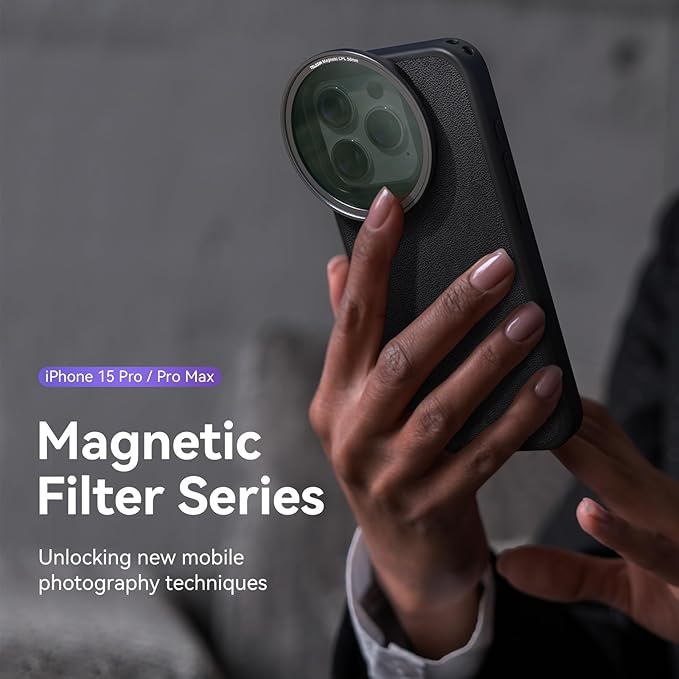 TELESIN° Magnetic Circular Polarizers Filter, 58 MM Phone CPL Filter + Magnetic Phone Case for iPhone 15 Pro Max, Mutil Resistant Coated Super Slim CPL Lens Filtter with HD Optical Glass