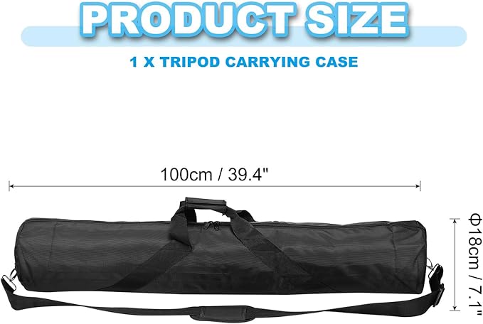 PATIKIL Tripod Carrying Case, 39.4" x 7.1" Heavy Duty Oxford Cloth Padded Tripod Bag with Adjustable Shoulder Straps and Handles for Light Stands Umbrellas Tripods Mic Speaker Stand, Black