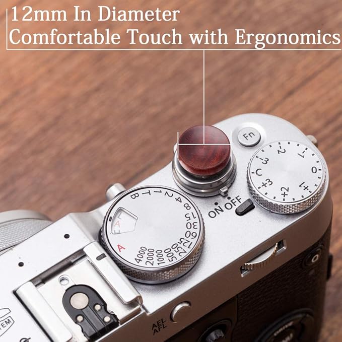 VKO Wood Soft Shutter Release Button,Delicate Camera Shutter Button 12mm Concave Surface Red(Wood Grain Random)