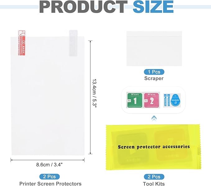 MECCANIXITY 3Pcs 3D Printer LCD Screen Protector, 6.25" Scratch-Resistant Protective Films with Tools Kit and Plastic Scraper for LCD Resin 3D Printers Mars 2