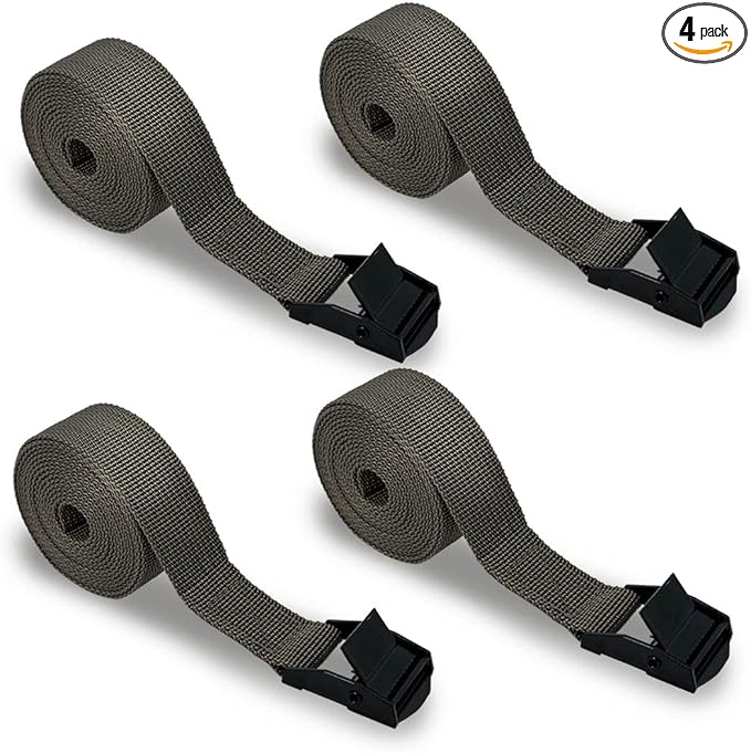 Upperosey Trail Camera Straps, Game Cam Mounting Straps w/Durable Alloy Buckle, 6 ft. Long Hunting Utility Strap for Hanging Deer Camera Tree Stand, 25mm Width, Brown, 4-Pack
